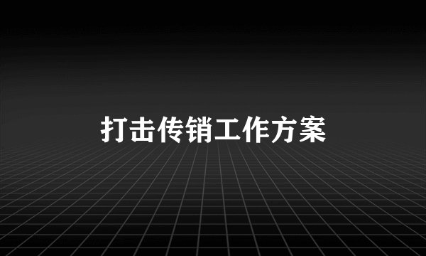 打击传销工作方案