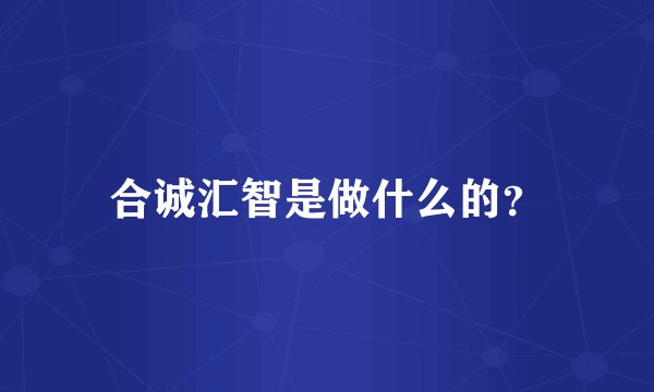 合诚汇智是做什么的？
