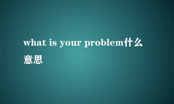 what is your problem什么意思