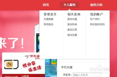 京东通信网上营业厅查询