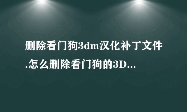 删除看门狗3dm汉化补丁文件.怎么删除看门狗的3DM汉化补丁？