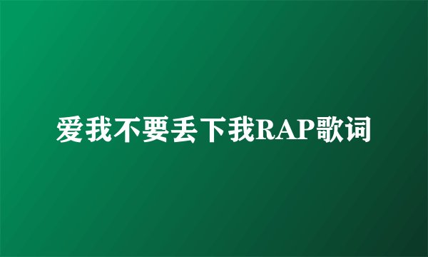 爱我不要丢下我RAP歌词
