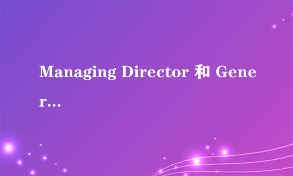Managing Director 和 General Manager有什么区别啊？