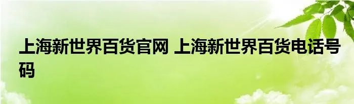 上海新世界百货官网 上海新世界百货电话号码
