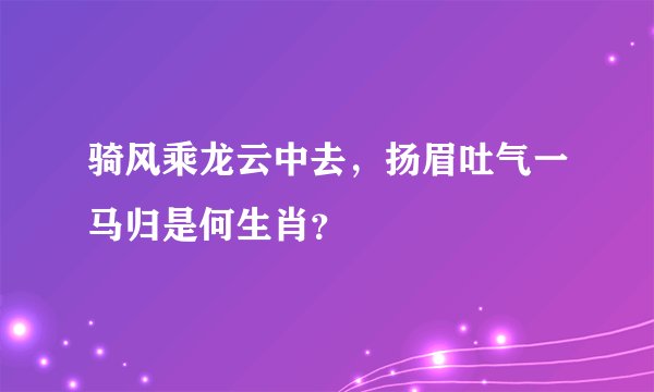 骑风乘龙云中去，扬眉吐气一马归是何生肖？