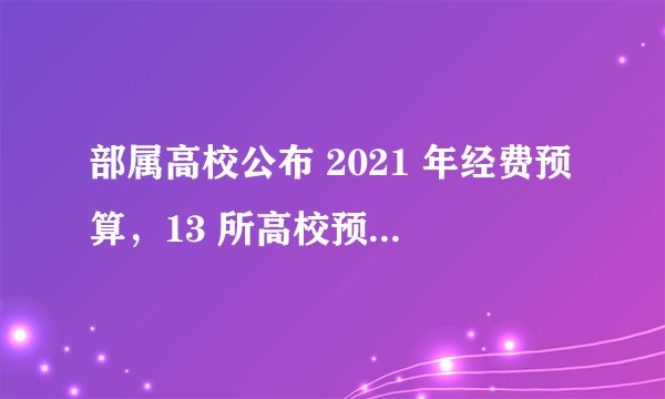 部属高校公布 2021 年经费预算，13 所高校预算超百亿元，表明了哪些信息？