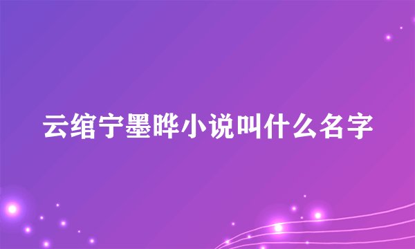 云绾宁墨晔小说叫什么名字