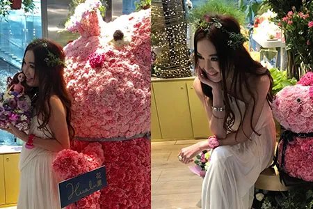 温碧霞开花店大秀美照 近照曝光穿红裙很喜庆