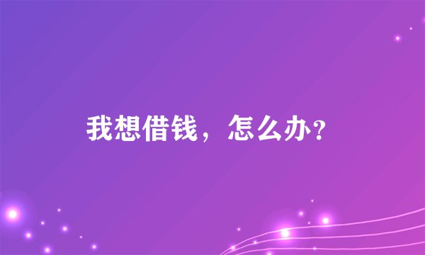 我想借钱，怎么办？