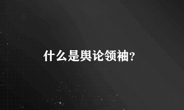 什么是舆论领袖？