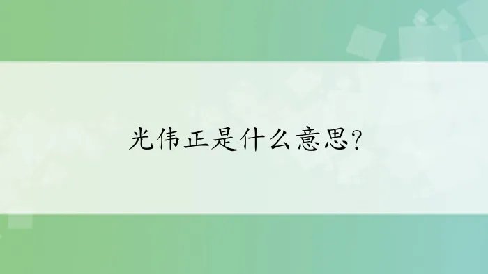 光伟正是什么意思？