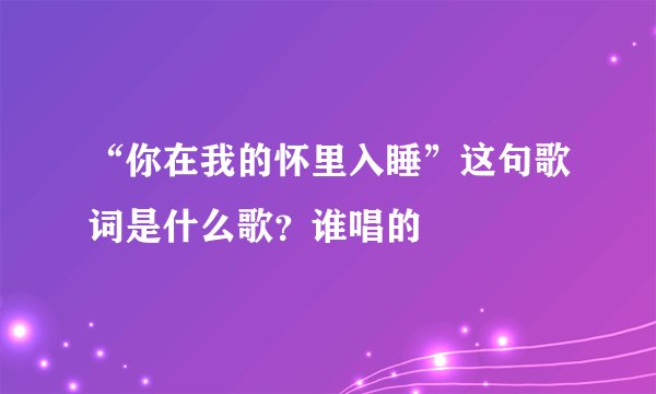 “你在我的怀里入睡”这句歌词是什么歌？谁唱的
