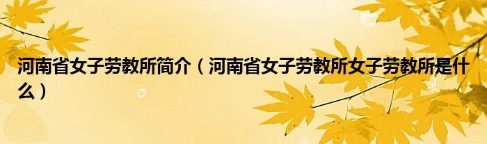 河南省女子劳教所简介（河南省女子劳教所女子劳教所是什么）