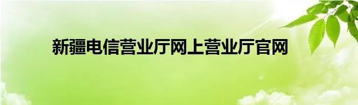 新疆电信营业厅网上营业厅官网