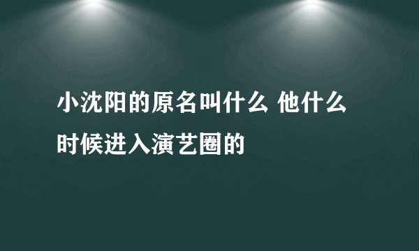 小沈阳的原名叫什么 他什么时候进入演艺圈的