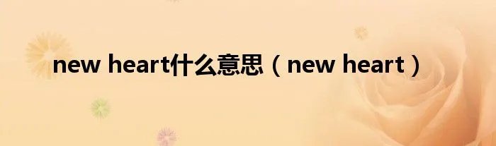 new heart什么意思（new heart）