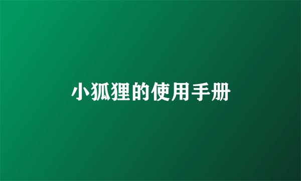 小狐狸的使用手册