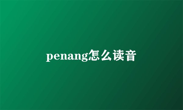 penang怎么读音