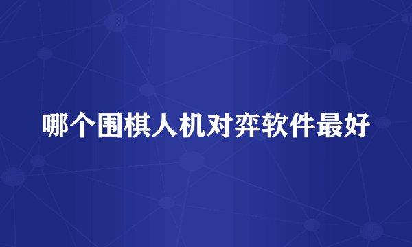 哪个围棋人机对弈软件最好