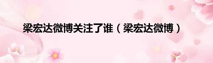 梁宏达微博关注了谁（梁宏达微博）