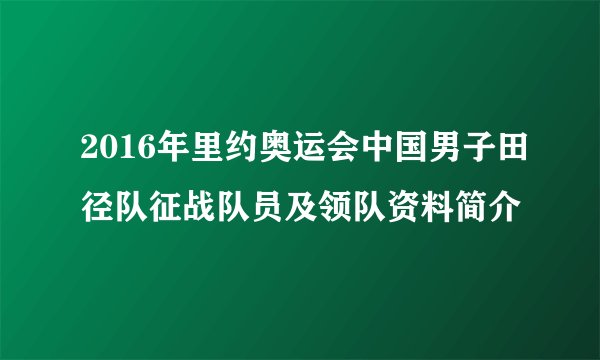 2016年里约奥运会中国男子田径队征战队员及领队资料简介