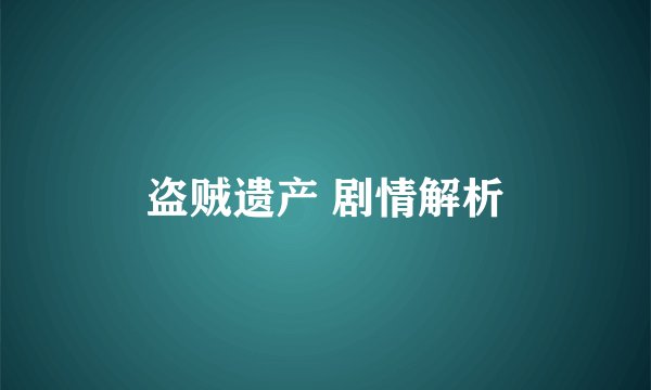 盗贼遗产 剧情解析