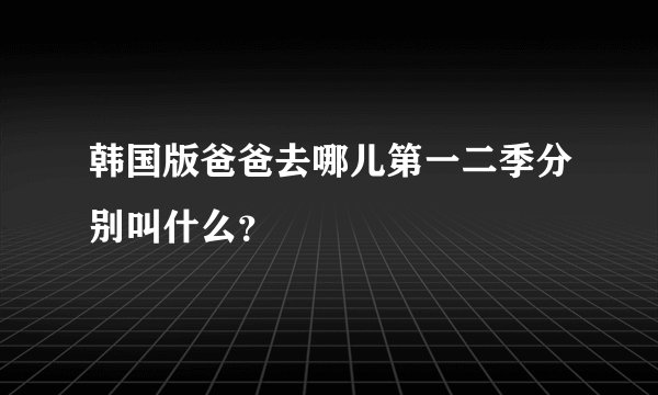 韩国版爸爸去哪儿第一二季分别叫什么？