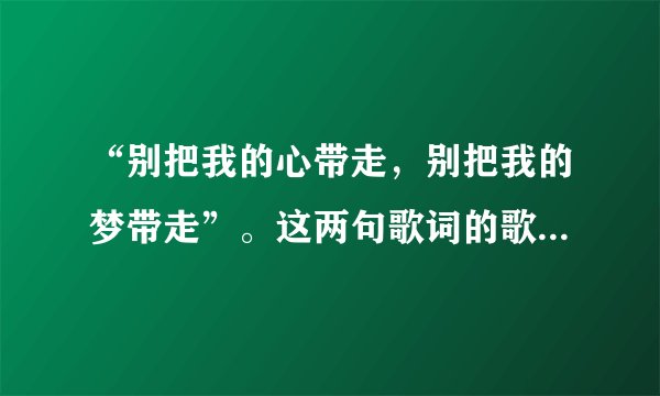 “别把我的心带走，别把我的梦带走”。这两句歌词的歌名叫什么？