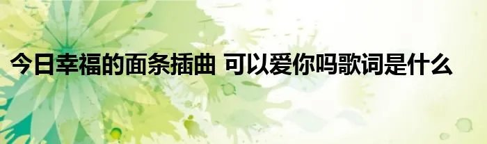 今日幸福的面条插曲 可以爱你吗歌词是什么