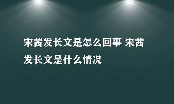 宋茜发长文是怎么回事 宋茜发长文是什么情况