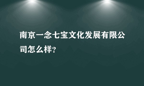 南京一念七宝文化发展有限公司怎么样？