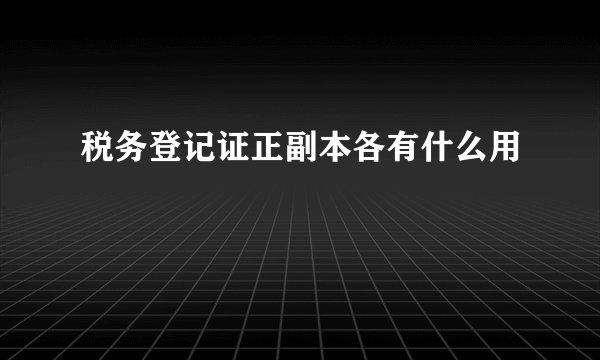 税务登记证正副本各有什么用