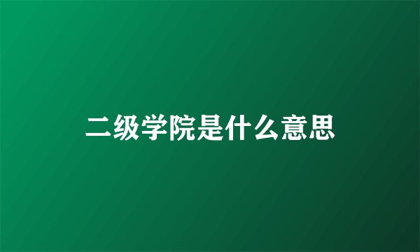 二级学院是什么意思