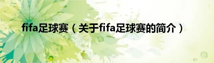 fifa足球赛（关于fifa足球赛的简介）