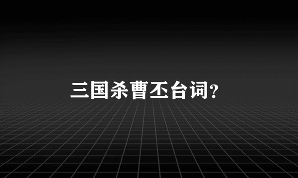 三国杀曹丕台词？