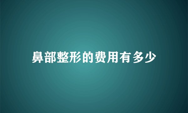 鼻部整形的费用有多少