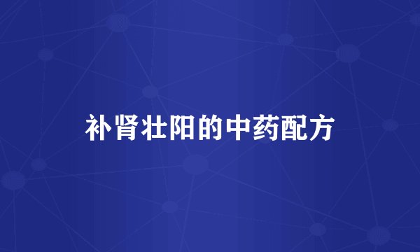 补肾壮阳的中药配方