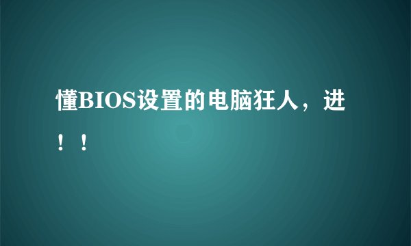 懂BIOS设置的电脑狂人，进！！