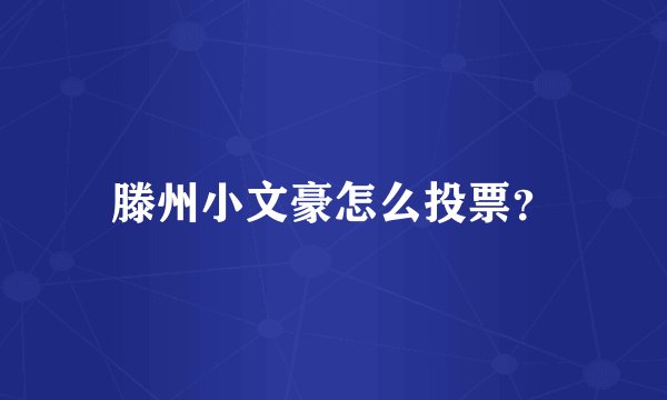 滕州小文豪怎么投票？