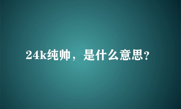 24k纯帅，是什么意思？
