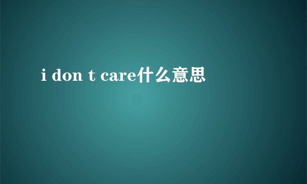 i don t care什么意思