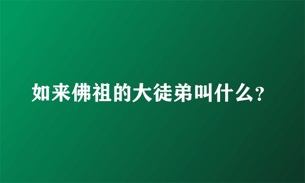如来佛祖的大徒弟叫什么？