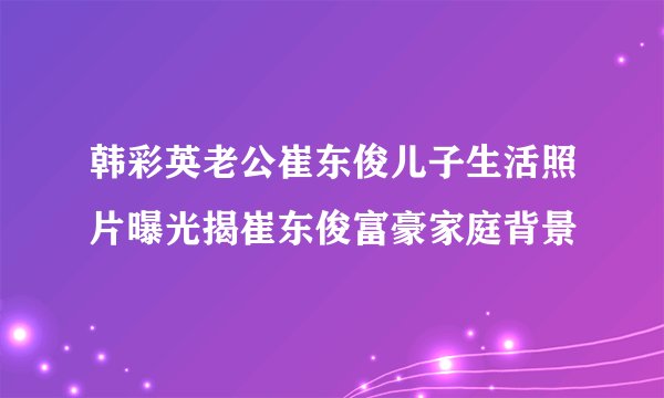 韩彩英老公崔东俊儿子生活照片曝光揭崔东俊富豪家庭背景