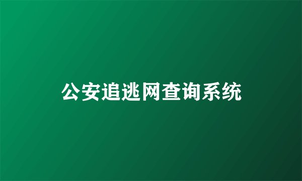 公安追逃网查询系统