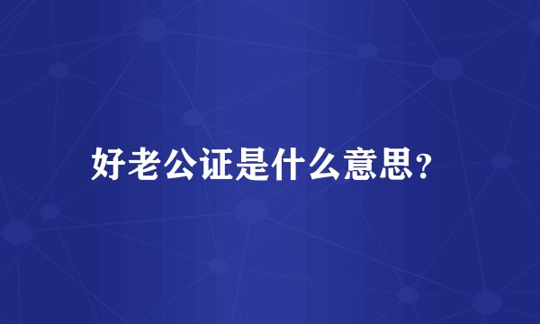 好老公证是什么意思？