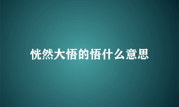 恍然大悟的悟什么意思