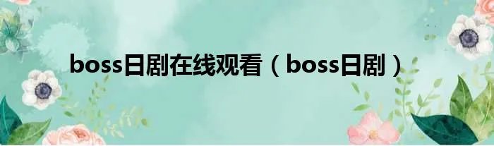 boss日剧在线观看（boss日剧）