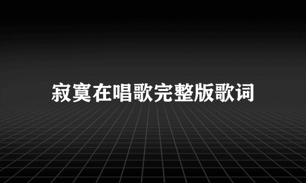 寂寞在唱歌完整版歌词