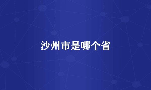 沙州市是哪个省