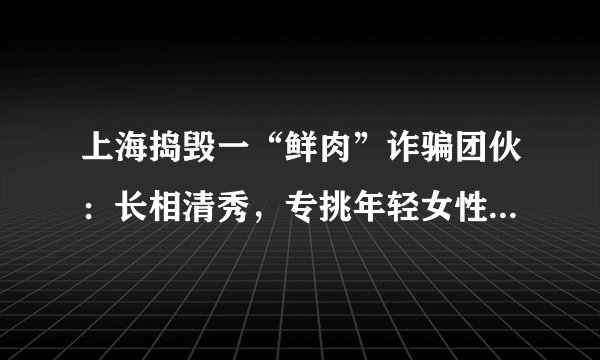 上海捣毁一“鲜肉”诈骗团伙：长相清秀，专挑年轻女性借路费，你怎么看？